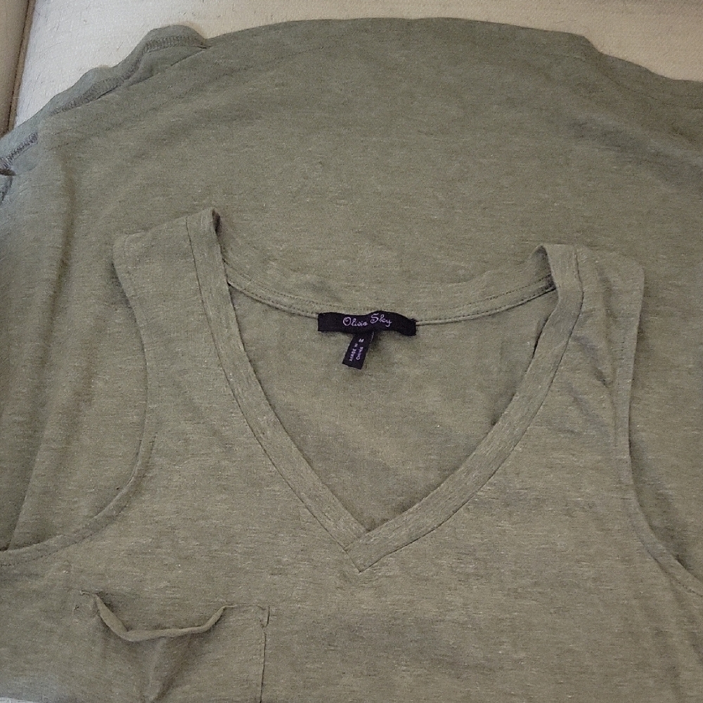 Olive Green V-Neck Tank Top